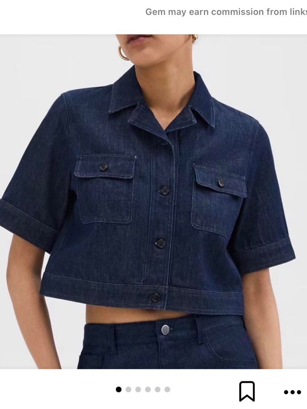 NWOT Theory Dark Wash Denim Short-Sleeve Cropped Jacket